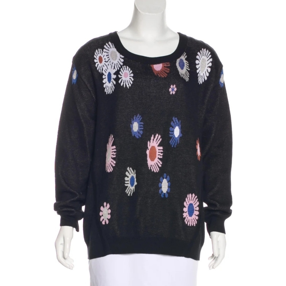 Rachel Comey Black Floral Sweater Peruvian made